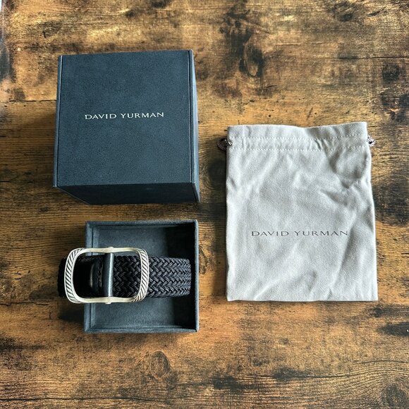 David Yurman Maritime Cable Buckle w/ Black Woven Belt - 32" - 36" - Picture 1 of 16